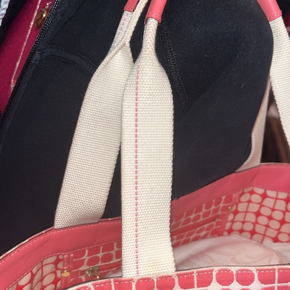 Kate Spade Pink Noel Shoulder bag small tote Geometric pattern canvas VGUC - Picture 5 of 17